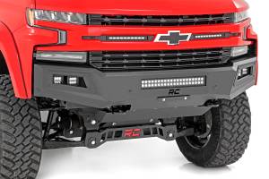 Rough Country - High Clearance Front Bumper - LED Lights & Skid Plate - Chevy Silverado 1500 (19-22) | 10757A
