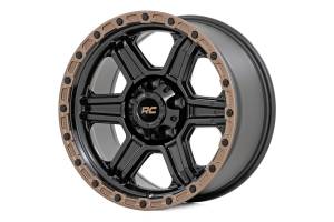 Rough Country - Rough Country 79 Series Wheel/One-Piece/Semi Gloss Black w/Bronze Ring/17x8.5/6x5.5/0mm | 79170912