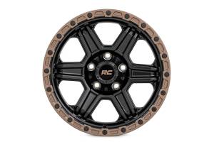 Rough Country - Rough Country 79 Series Wheel/One-Piece/Semi Gloss Black w/Bronze Ring/17x8.5/5x5/0mm | 79170918 - Image 2