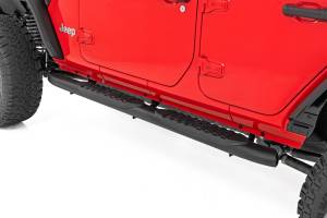 Rough Country - Oval Nerf Steps - 4 Door - Black - Jeep Wrangler Unlimited 4WD (2018-2025) | 21016