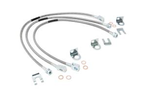 Rough Country - Rough Country - Jeep Front & Rear Stainless Steel Brake Lines - 4-6in Lifts (XJ/YJ/TJ) | 89715 - Image 1