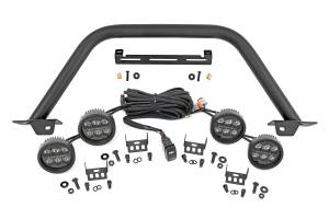 Rough Country - Safari Bar - 3.5 in. Round LED (Quad) - Black - Amber DRL - OE Modular Steel - Ford Bronco (21-25) | 51112